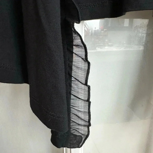 Saks Fifth Avenue Black Ruffle Sequin Lightweight Open Front Cardigan Size M - Picture 8 of 13